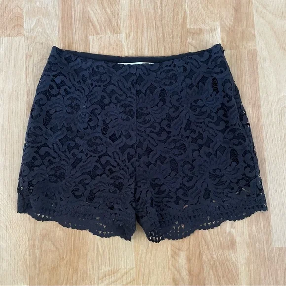 Francesco Scognamiglio Black Scalloped Edge Lace High Rise Shorts Size 40 IT